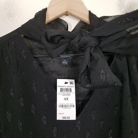 NWT Alfani Long Sleeve Top Blouse Deep Black Size 4X - Picture 4 of 6